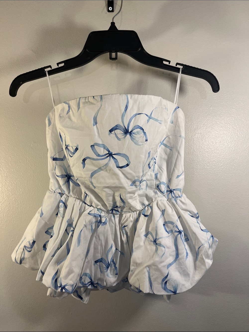 Strapless White Skort with Blue Bow Print